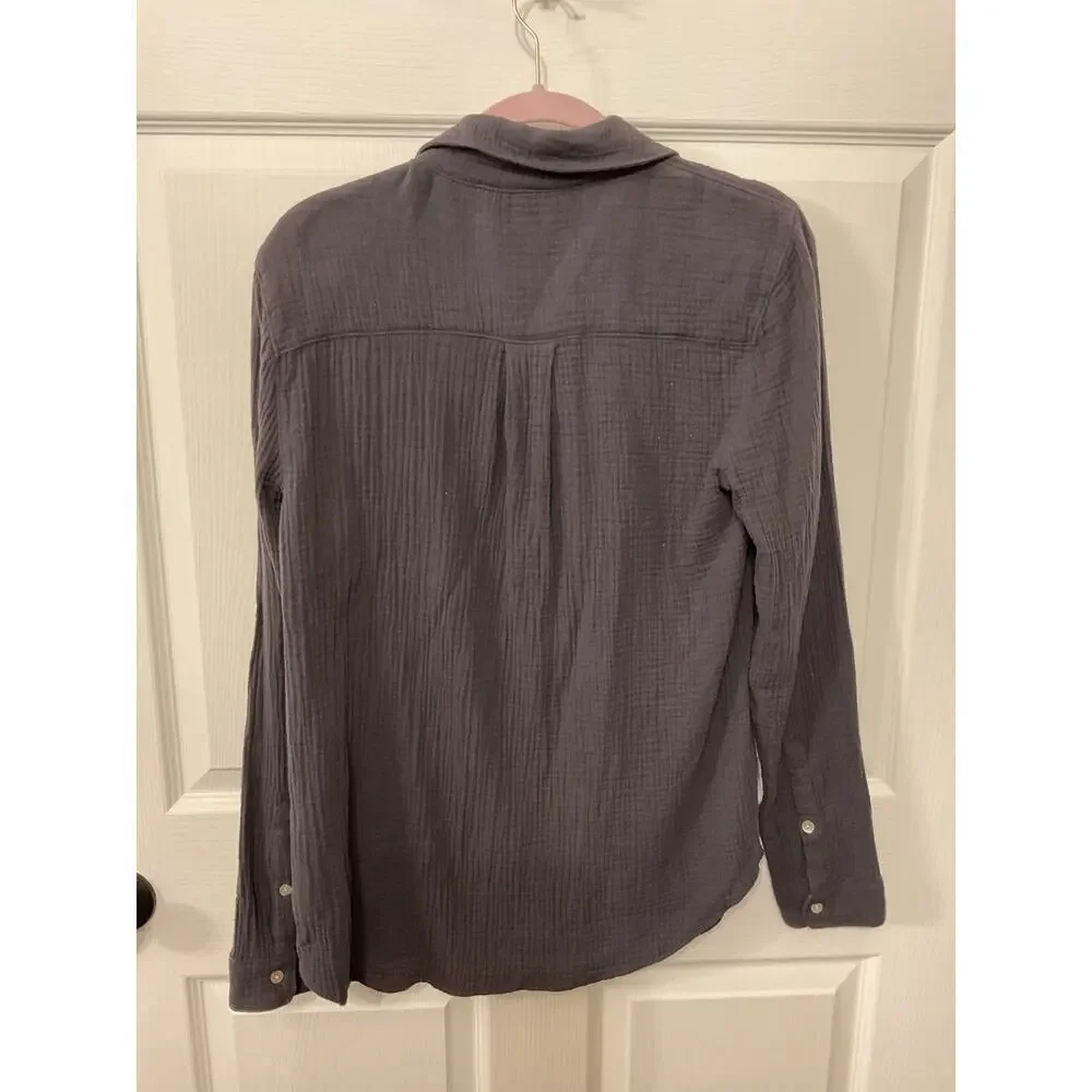 Faherty Women's Dream Cotton Gauze Elise Organic Cotton Blouse in Washed Black,M